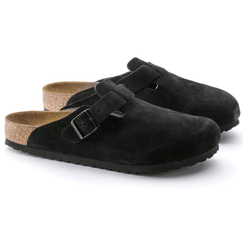 Birkenstock Soft Footbed Ruskind Boston Herre Sort | DK 1QMA